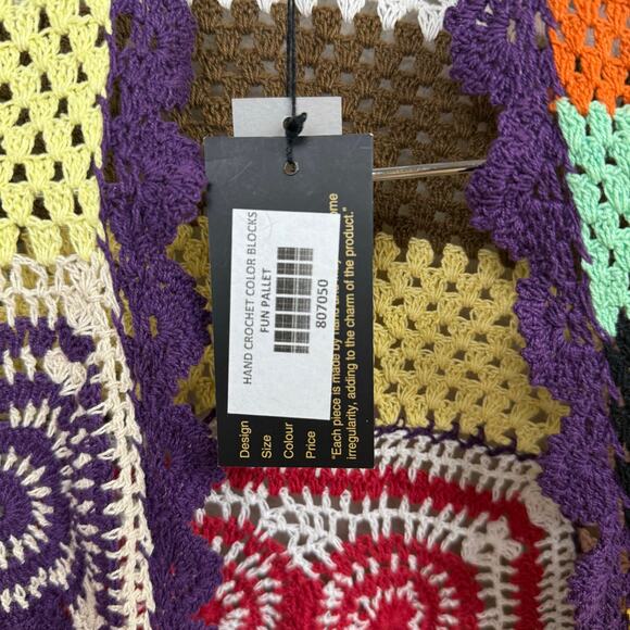 SAACHI Colorful Crochet Cotton Cardigan Jacket NWT - Picture 8 of 8